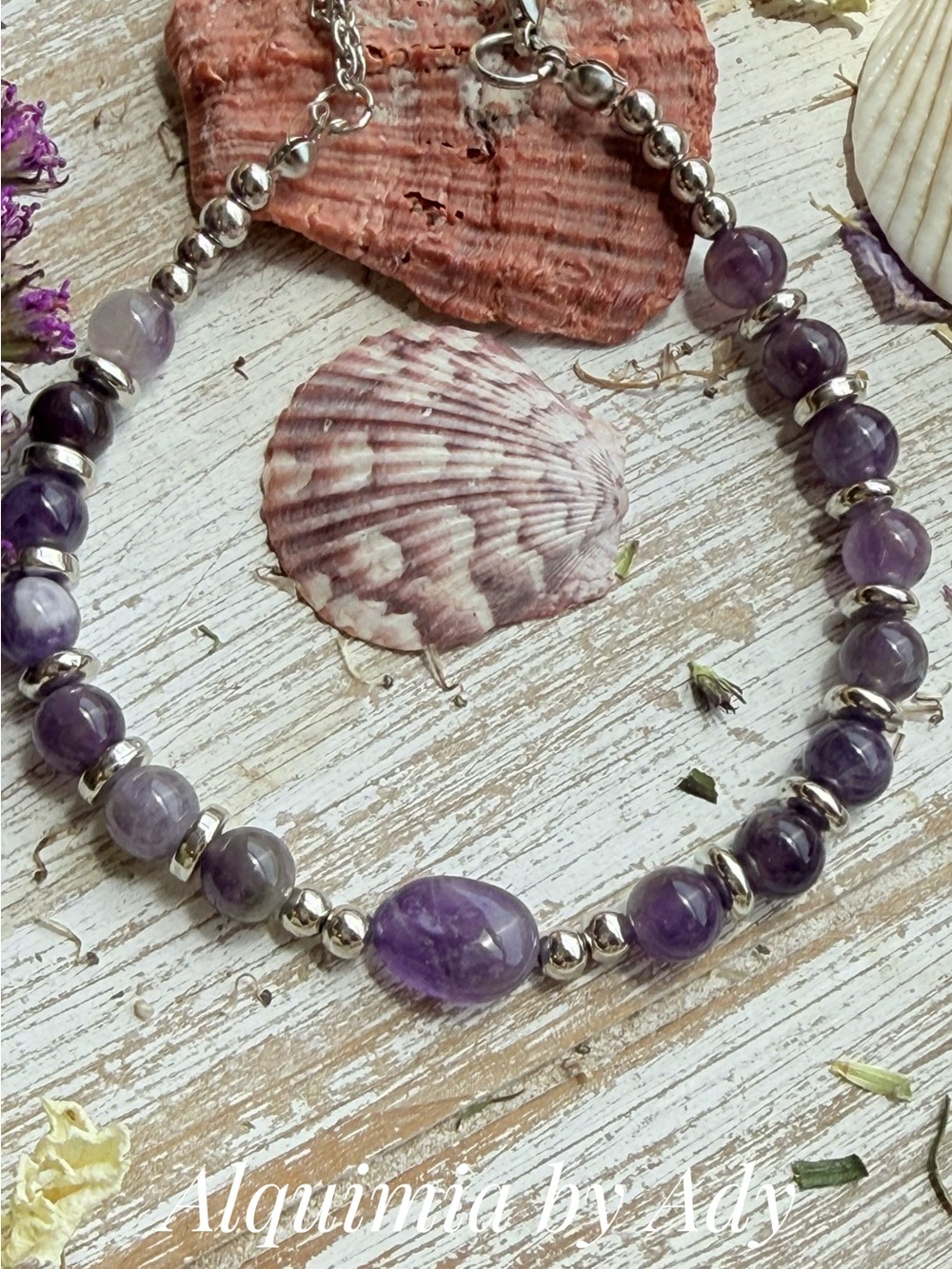 SUMMER + dainty Amethyst beaded colorful bracelet